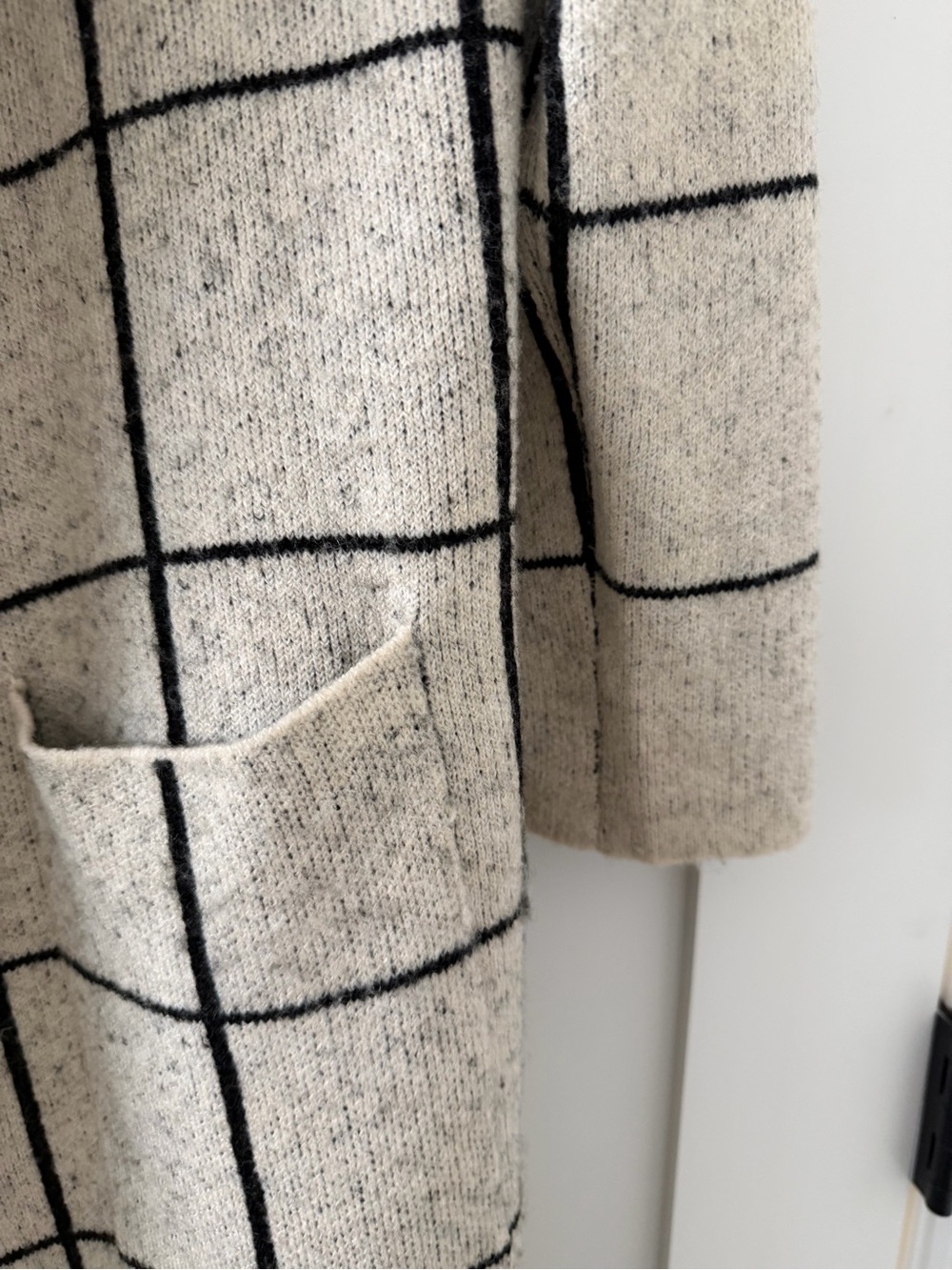 John + Jenn Cream Windowpane Longline Trench Coat - Picture 5 of 6